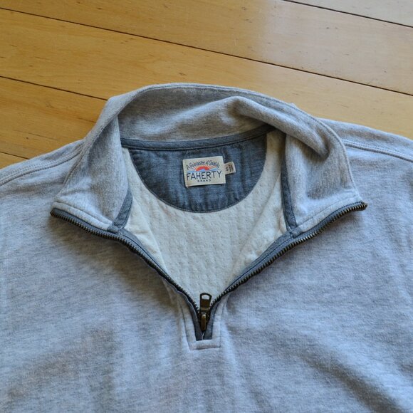 Faherty Gray 1/4 Zip Mock Neck Casual Golf Pullover Sweater Sweatshirt Men's S - Picture 4 of 8